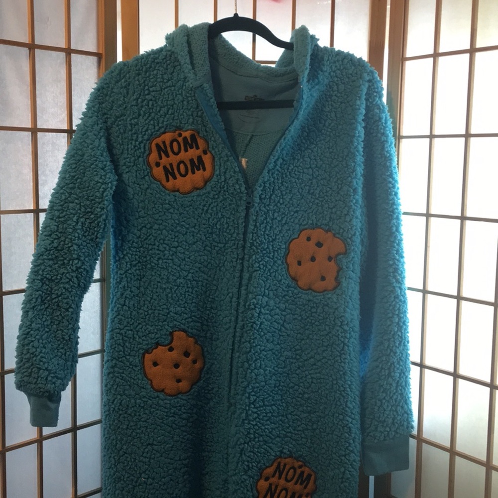 blue cookie monster onesie
